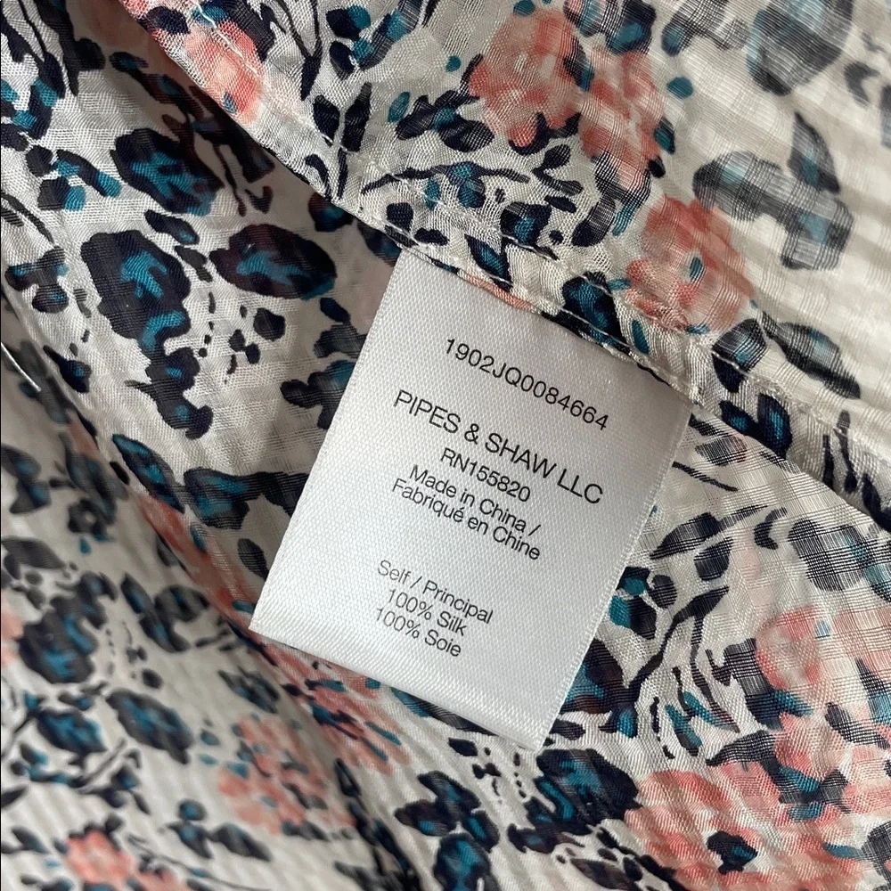 Sold Veronica Beard |  Antonette Long-Sleeve Floral Silk Top Size 6 - Picture 7 of 8